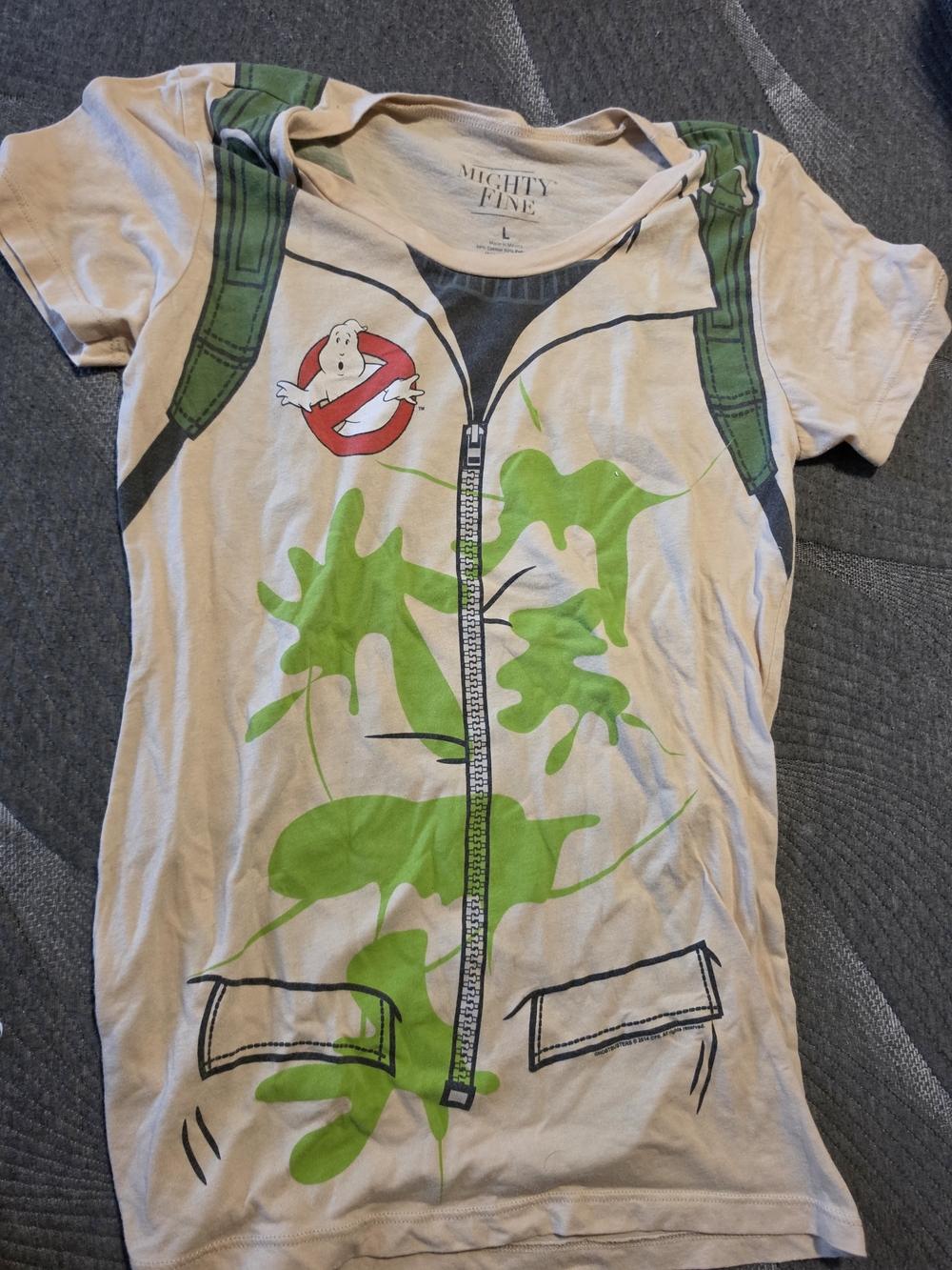 Mighty Fine Cream Kids Ghostbusters Tee with Green Print